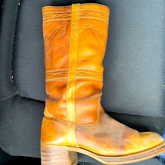 RARE VINTAGE Sz 9.5 CAMPUS long horn stitch 13.5” tall boots Brown leather - Picture 8 of 11